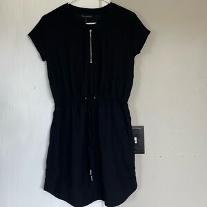 Banana Republic Black Petite Zip-Up Blouse